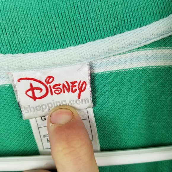 Disney Polo Green and White Stripes sz Large - Picture 2 of 4